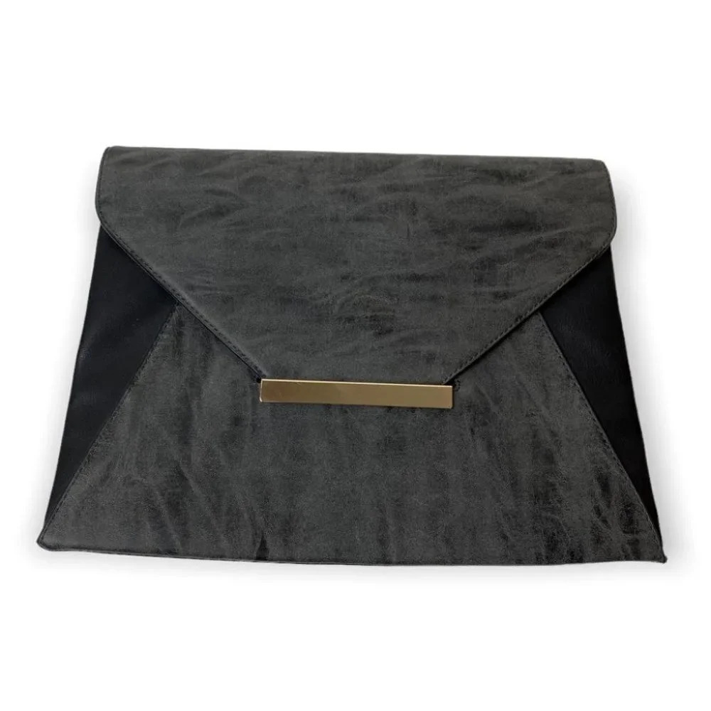 Emperia Black &  Grey Vegan Leather Envelope Clutch